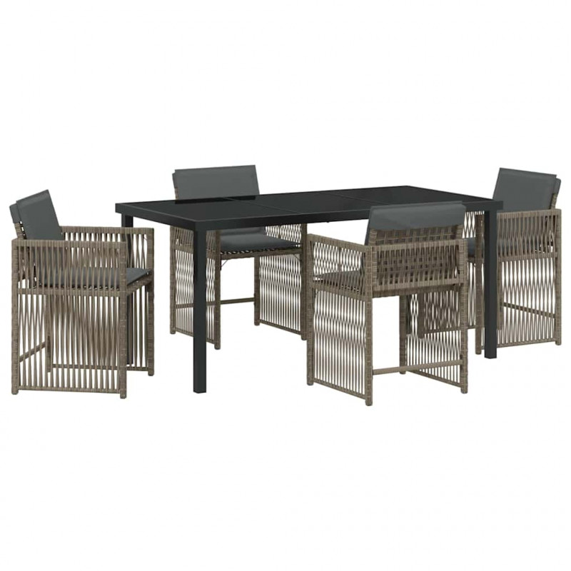Zestaw do jadalni w ogrodzie 5 pcs Szary polirattan