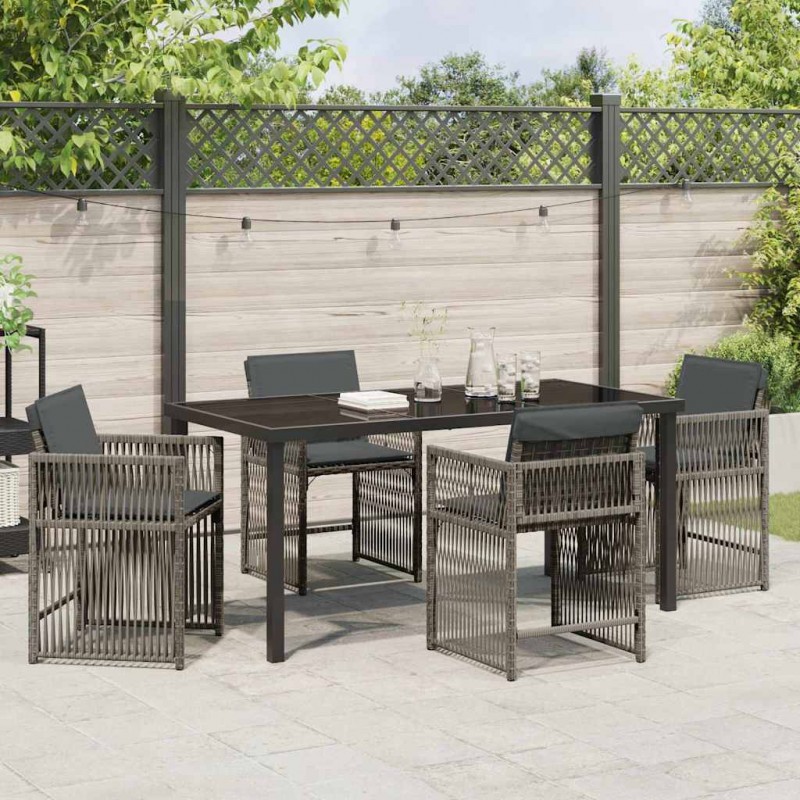 Zestaw do jadalni w ogrodzie 5 pcs Szary polirattan