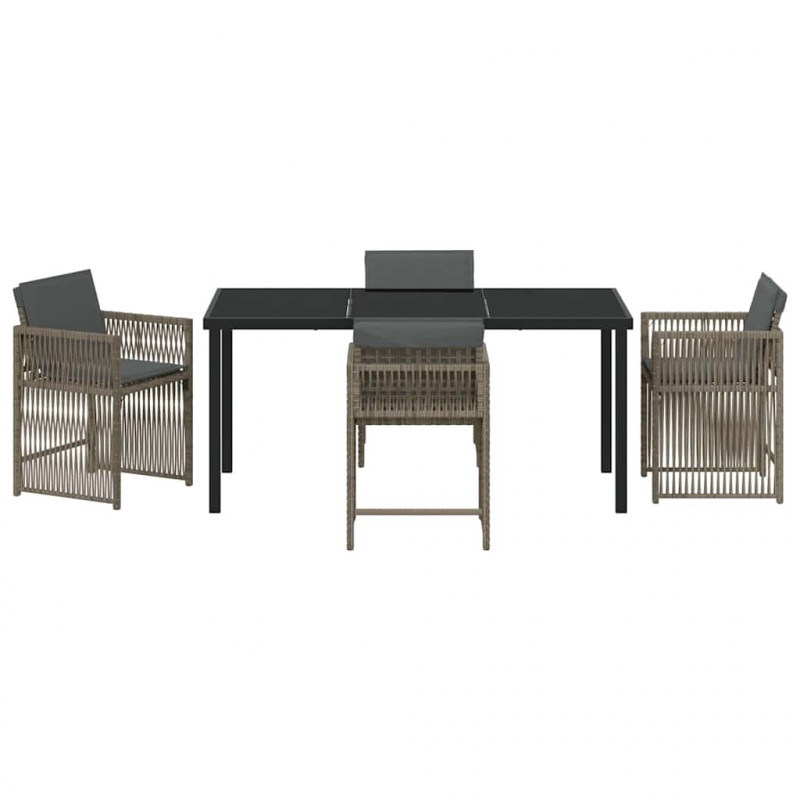 Zestaw do jadalni w ogrodzie 5 pcs Szary polirattan
