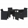 Zestaw do jadalni w ogrodzie 5 pcs Czarny polirattan