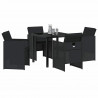 Zestaw do jadalni w ogrodzie 5 pcs Czarny polirattan