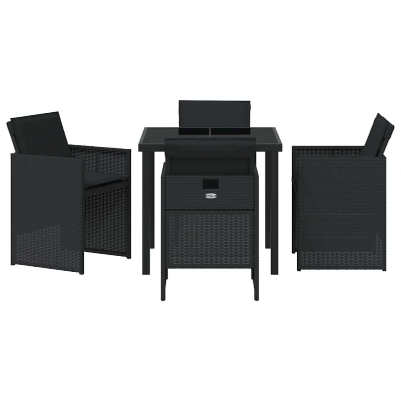 Zestaw do jadalni w ogrodzie 5 pcs Czarny polirattan