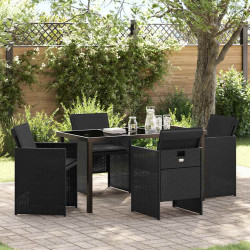 Zestaw do jadalni w ogrodzie 5 pcs Czarny polirattan