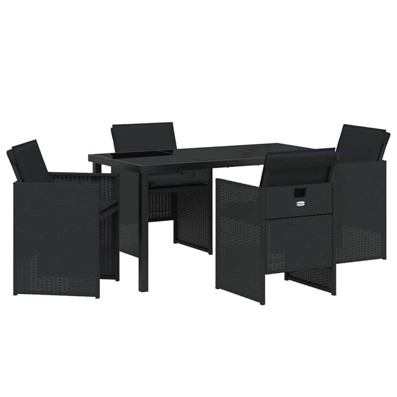 Zestaw do jadalni w ogrodzie 5 pcs Czarny polirattan