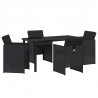 Zestaw do jadalni w ogrodzie 5 pcs Czarny polirattan