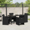 Zestaw do jadalni w ogrodzie 5 pcs Czarny polirattan