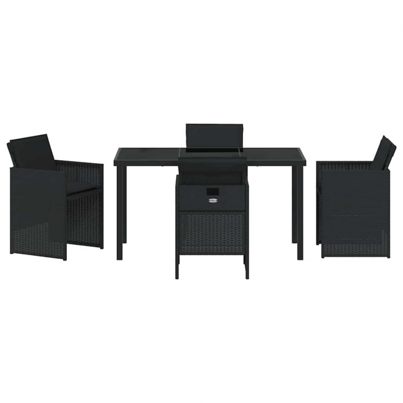 Zestaw do jadalni w ogrodzie 5 pcs Czarny polirattan