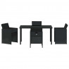 Zestaw do jadalni w ogrodzie 5 pcs Czarny polirattan