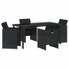 Zestaw do jadalni w ogrodzie 5 pcs Czarny polirattan