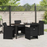 Zestaw do jadalni w ogrodzie 5 pcs Czarny polirattan