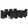 Zestaw do jadalni w ogrodzie 9 pcs Czarny polirattan