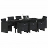 Zestaw do jadalni w ogrodzie 9 pcs Czarny polirattan