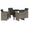 Zestaw do jadalni w ogrodzie 5 pcs Szary polirattan