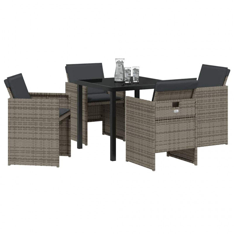 Zestaw do jadalni w ogrodzie 5 pcs Szary polirattan