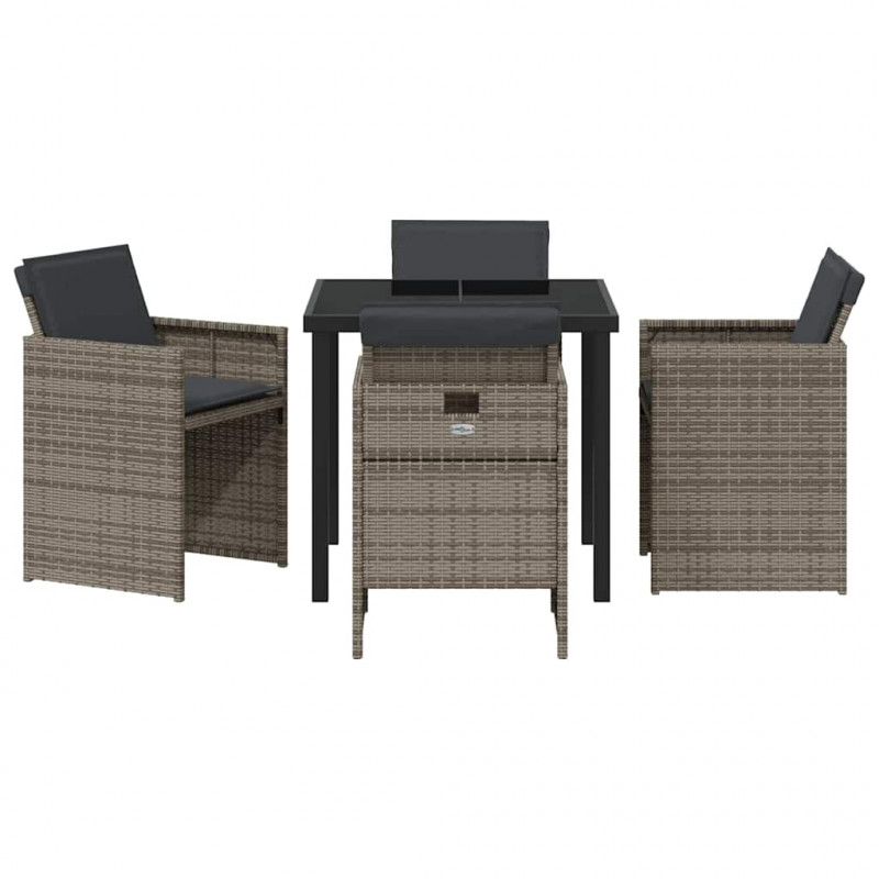Zestaw do jadalni w ogrodzie 5 pcs Szary polirattan
