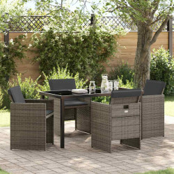 Zestaw do jadalni w ogrodzie 5 pcs Szary polirattan