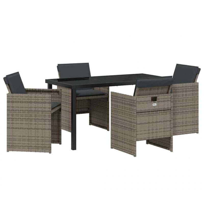 Zestaw do jadalni w ogrodzie 5 pcs Szary polirattan