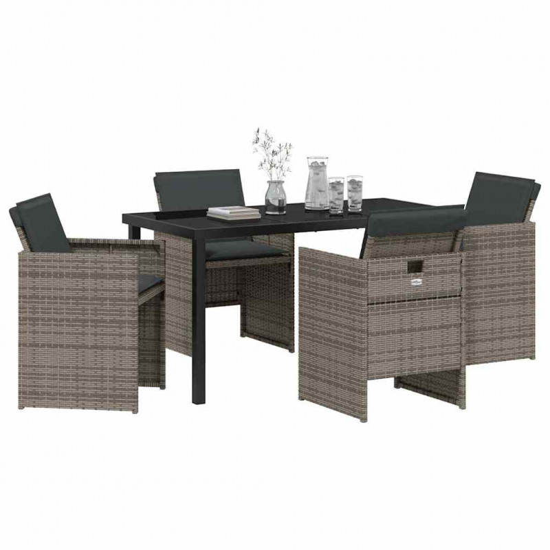 Zestaw do jadalni w ogrodzie 5 pcs Szary polirattan