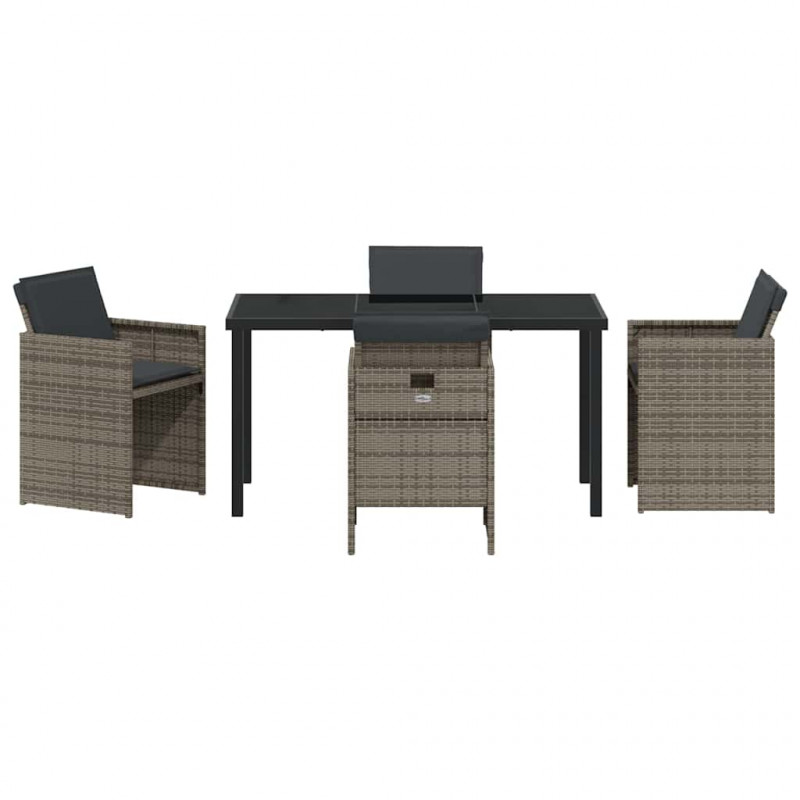 Zestaw do jadalni w ogrodzie 5 pcs Szary polirattan