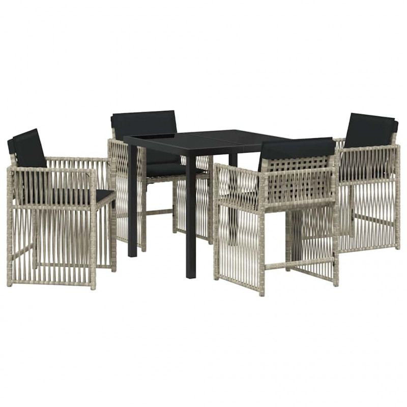 Zestaw do jadalni w ogrodzie 5 pcs Jasnoszary polirattan