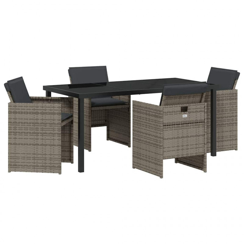 Zestaw do jadalni w ogrodzie 5 pcs Szary polirattan