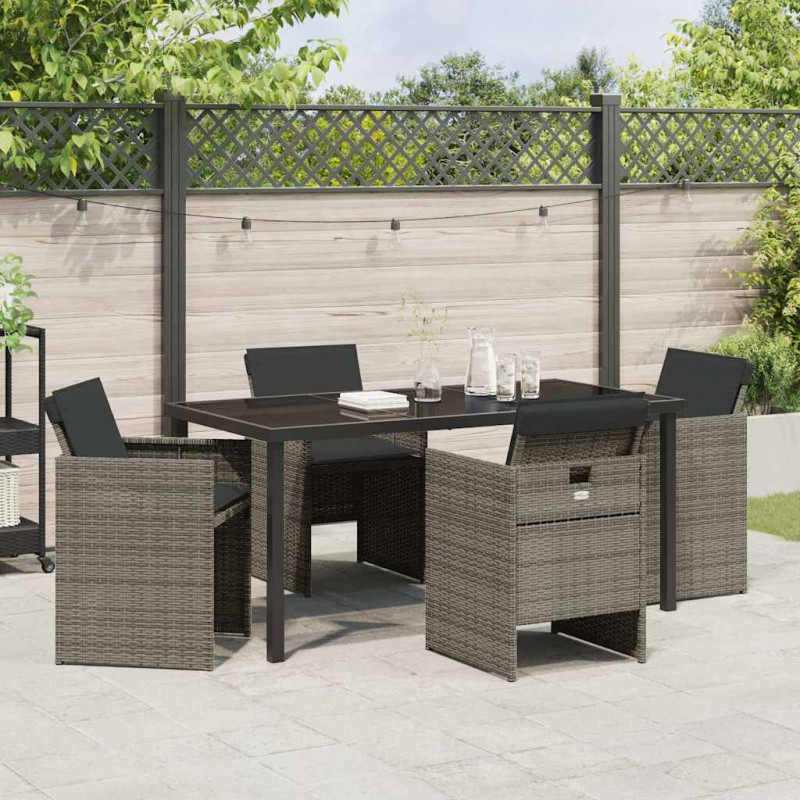 Zestaw do jadalni w ogrodzie 5 pcs Szary polirattan