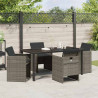 Zestaw do jadalni w ogrodzie 5 pcs Szary polirattan