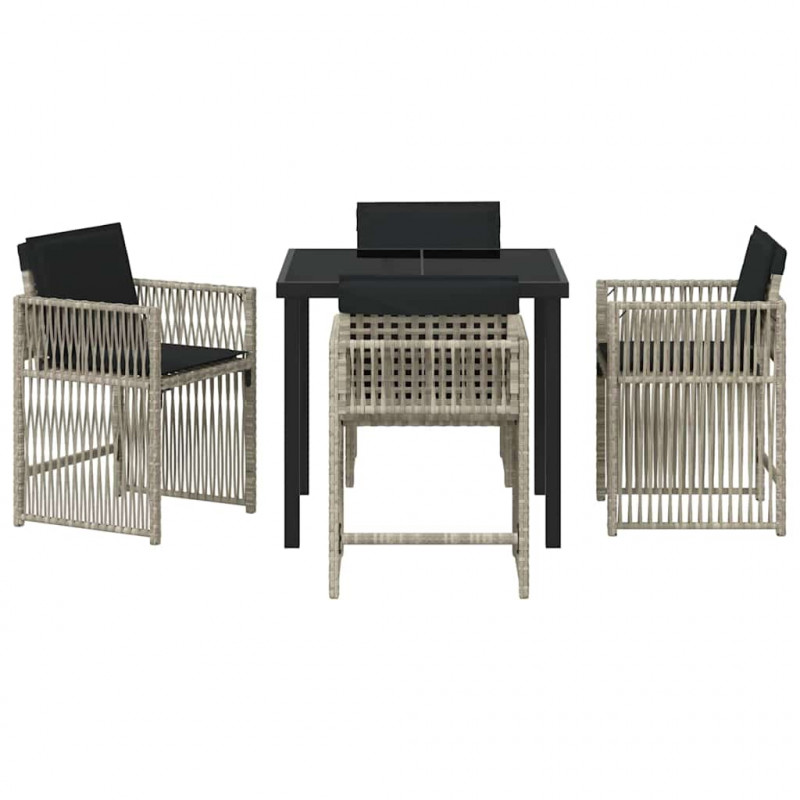 Zestaw do jadalni w ogrodzie 5 pcs Jasnoszary polirattan