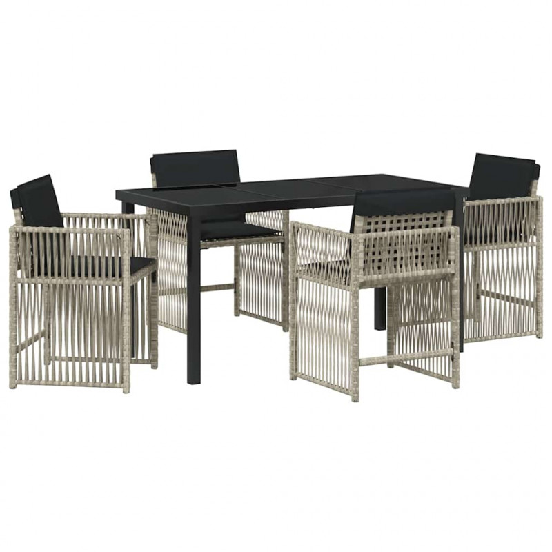 Zestaw do jadalni w ogrodzie 5 pcs Jasnoszary polirattan