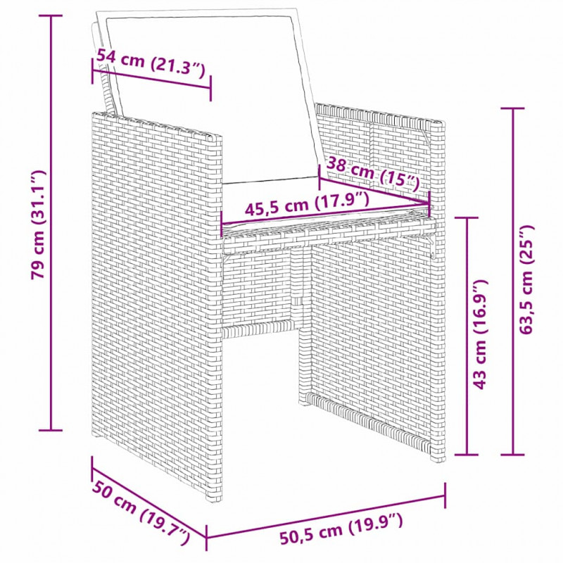 Zestaw do jadalni w ogrodzie 5 pcs Szary polirattan