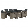 Zestaw do jadalni w ogrodzie 9 pcs Szary polirattan