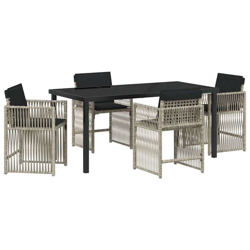 Zestaw do jadalni w ogrodzie 5 pcs Jasnoszary polirattan