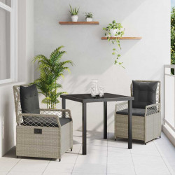 Zestaw do jadalni w ogrodzie 3 pcs Jasnoszary polirattan