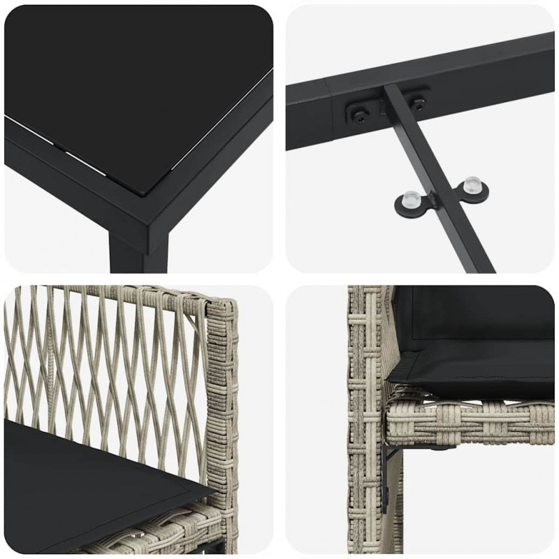 Zestaw do jadalni w ogrodzie 5 pcs Jasnoszary polirattan