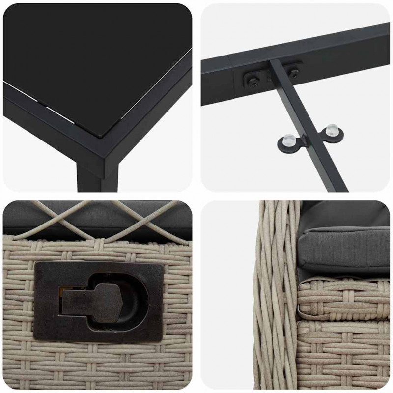 Zestaw do jadalni w ogrodzie 3 pcs Jasnoszary polirattan