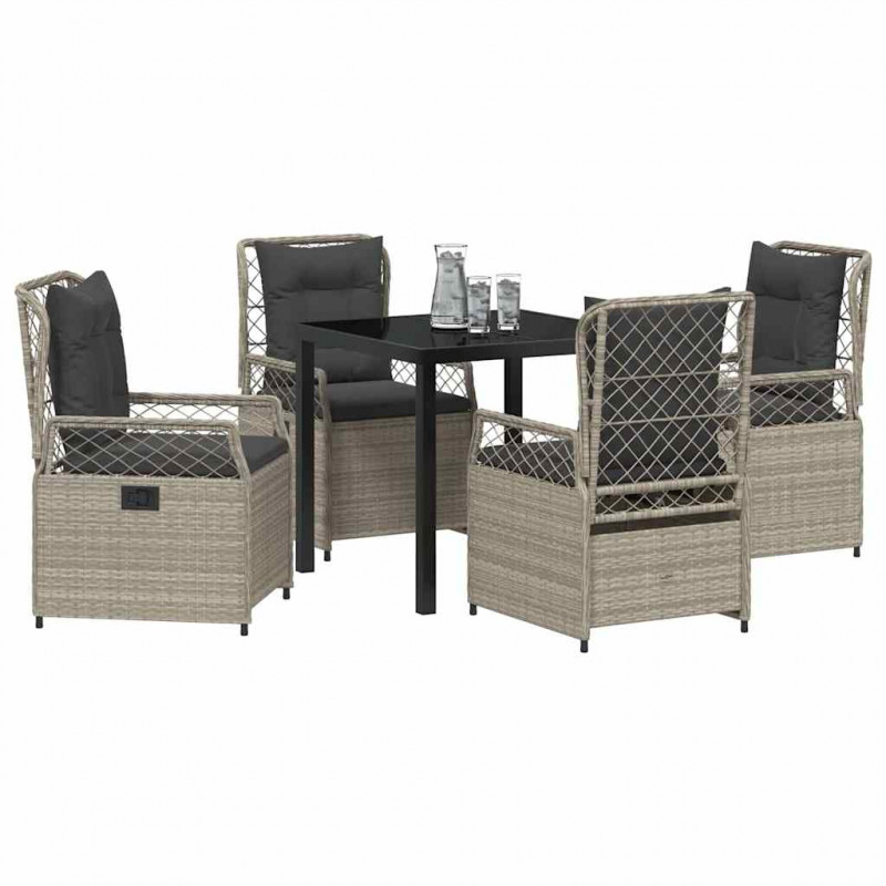 Zestaw do jadalni w ogrodzie 5 pcs Jasnoszary polirattan