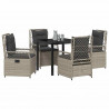 Zestaw do jadalni w ogrodzie 5 pcs Jasnoszary polirattan