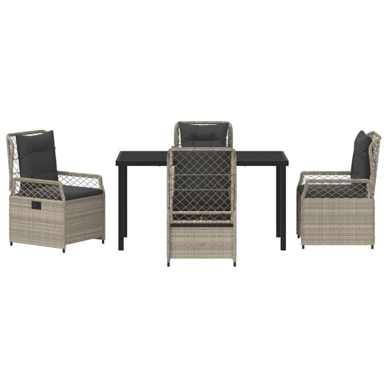 Zestaw do jadalni w ogrodzie 5 pcs Jasnoszary polirattan