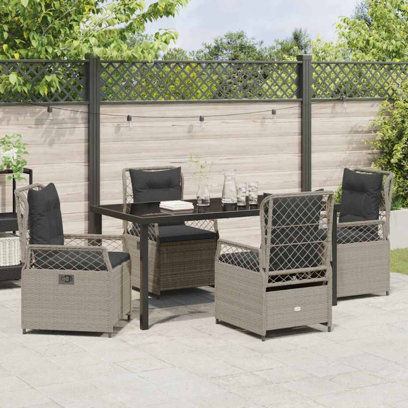 Zestaw do jadalni w ogrodzie 5 pcs Jasnoszary polirattan