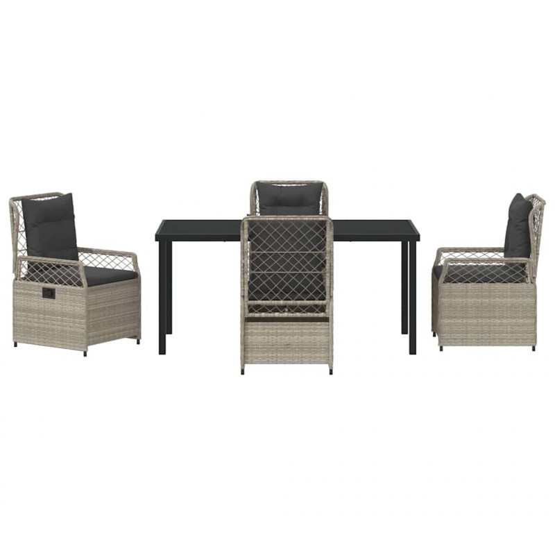 Zestaw do jadalni w ogrodzie 5 pcs Jasnoszary polirattan