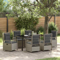 Zestaw do jadalni w ogrodzie 7 pcs Jasnoszary polirattan