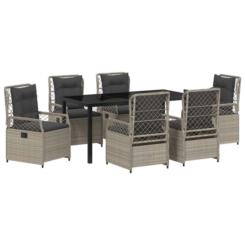 Zestaw do jadalni w ogrodzie 7 pcs Jasnoszary polirattan