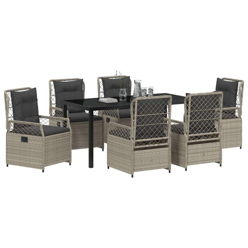 Zestaw do jadalni w ogrodzie 7 pcs Jasnoszary polirattan