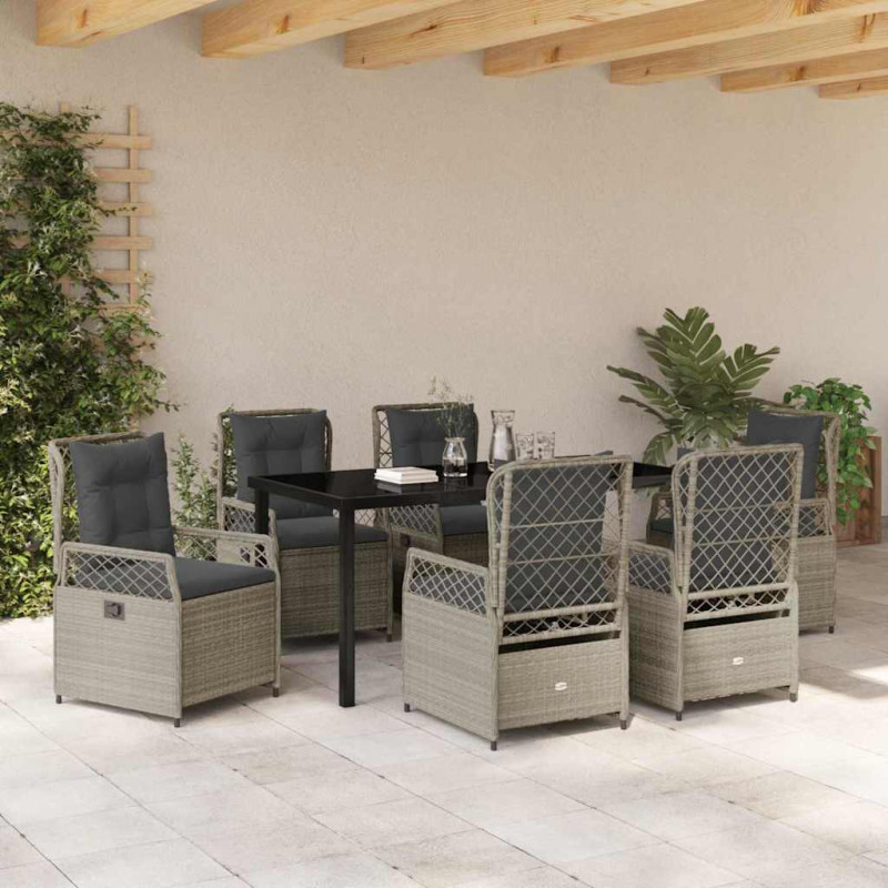 Zestaw do jadalni w ogrodzie 7 pcs Jasnoszary polirattan