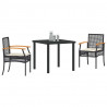 Zestaw do jadalni w ogrodzie 3 pcs Czarny polirattan