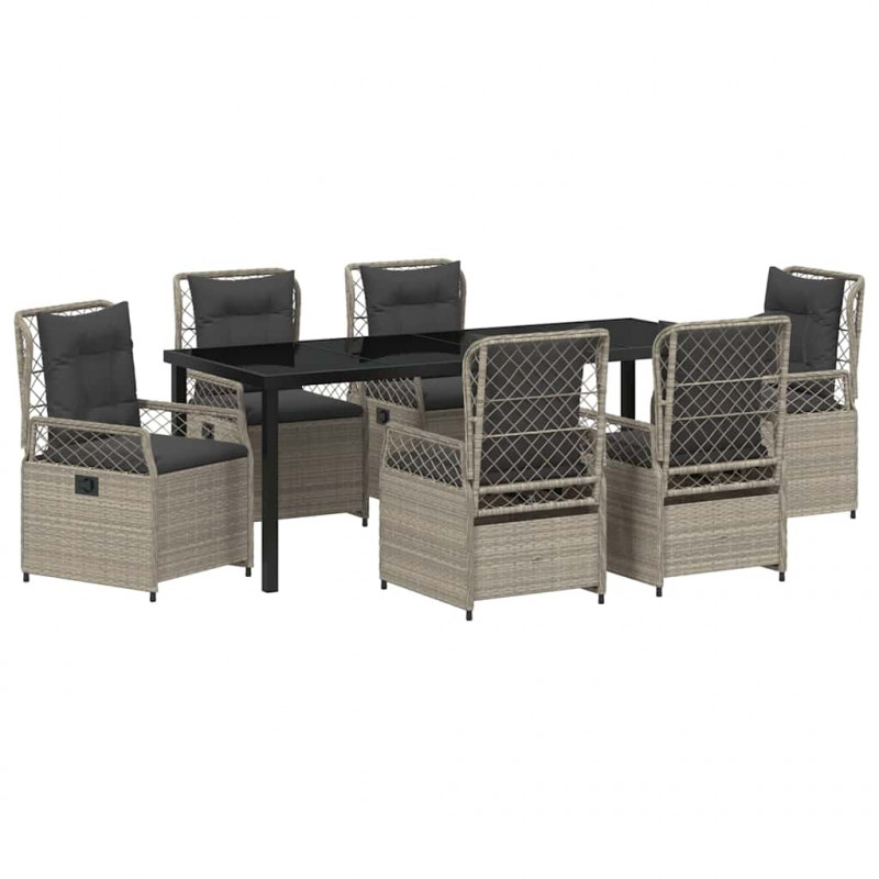 Zestaw do jadalni w ogrodzie 7 pcs Jasnoszary polirattan