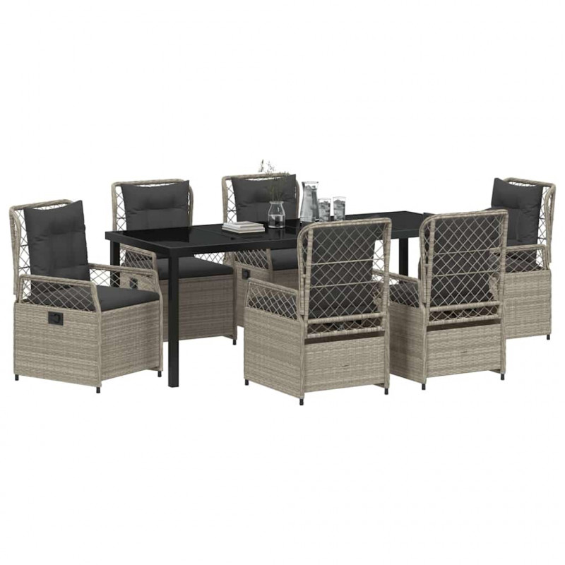 Zestaw do jadalni w ogrodzie 7 pcs Jasnoszary polirattan
