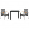 Zestaw do jadalni w ogrodzie 3 pcs Czarny polirattan