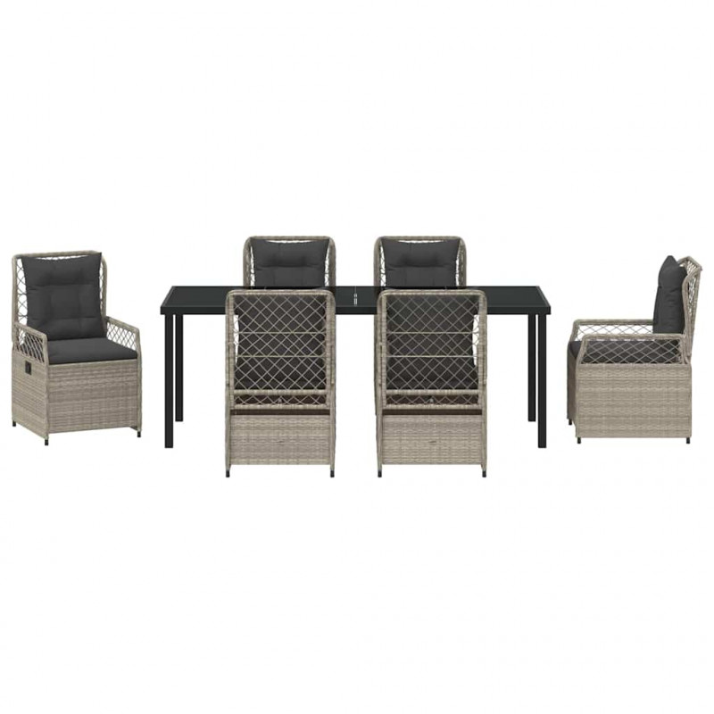Zestaw do jadalni w ogrodzie 7 pcs Jasnoszary polirattan