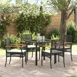 Zestaw do jadalni w ogrodzie 5 pcs Czarny polirattan